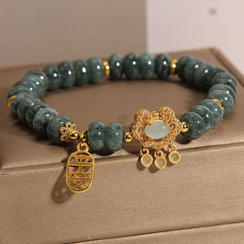 Natural Jade Chinese Lock Charm Bracelet for Peace, Luck, and Abundance - Image 6