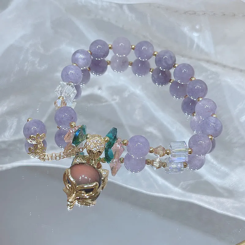 Luck Muse Purple Jade Fox Charm Bracelet for Happiness - Image 2