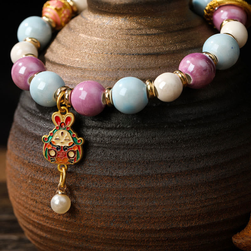 Tibetan Wealth Goddess Protection Bracelet with Liuli Glass Beads - Image 4