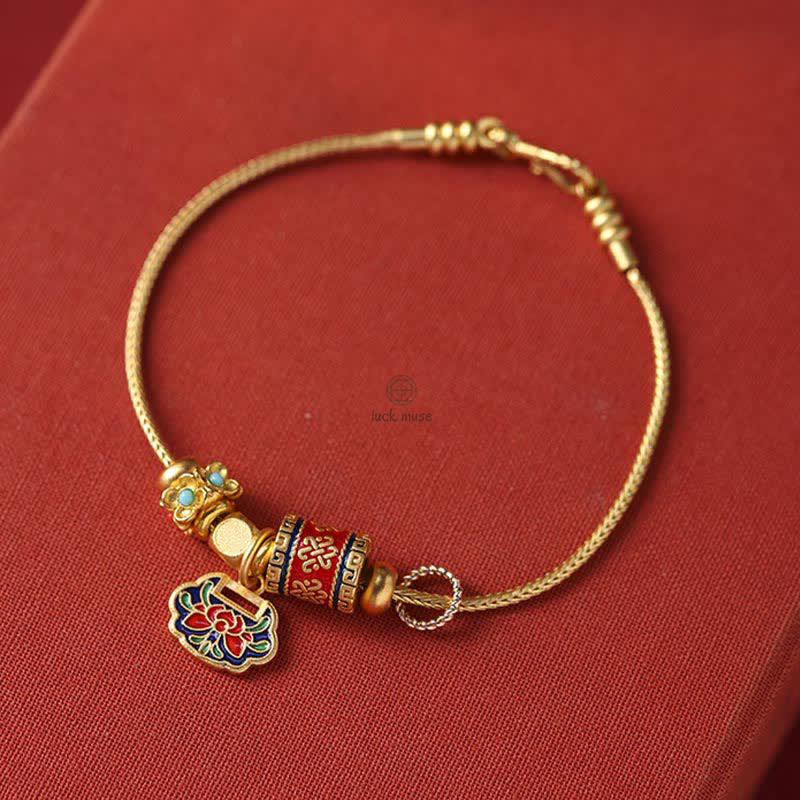 Luck Muse Lotus Enlightenment Copper Beaded Bracelet - Image 7