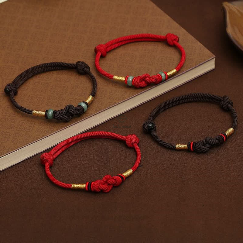 Red String Jade Fortune Knot Bracelet - Luck Muse Luck Braided String - Image 14