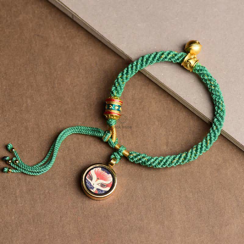Tibetan Five Deities Wealth Thangka Lucky Prayer Wheel Bell Bracelet