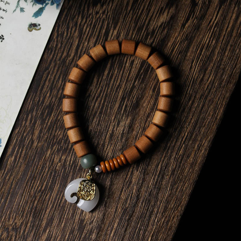 Sandalwood and Jade Elephant Protection Bracelet - Image 12