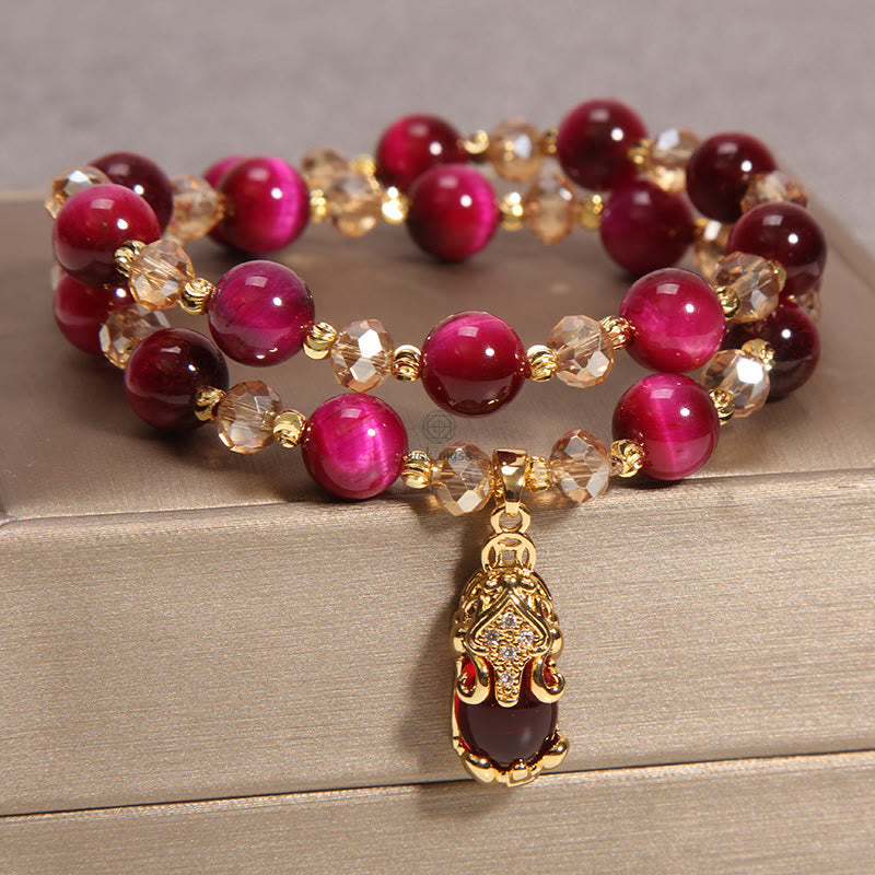 Tiger Eye Pixiu Fox Protection Double Wrap Bracelet - Image 2