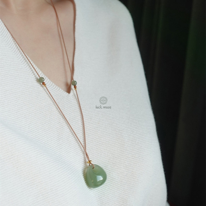 Luck Muse Natural Jade Luck & Prosperity Necklace Pendant - Assorted Colors - Image 14