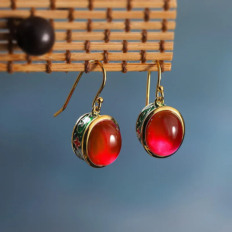 Luck Muse Red Corundum Round Drop Earrings for Confidence - Image 3