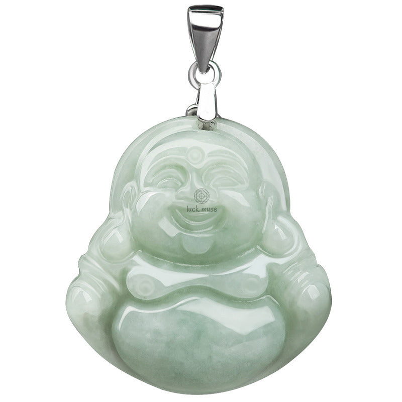 Laughing Buddha Jade Blessing Necklace - 925 Sterling Silver Chain Pendant - Image 8