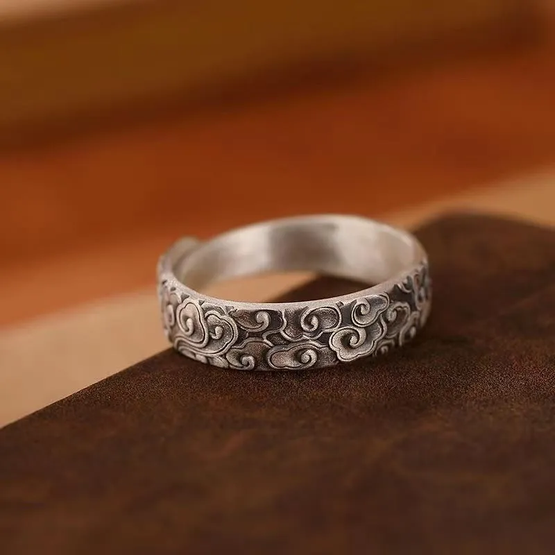 Luck Muse Vintage Auspicious Cloud Pattern Ring - Image 5