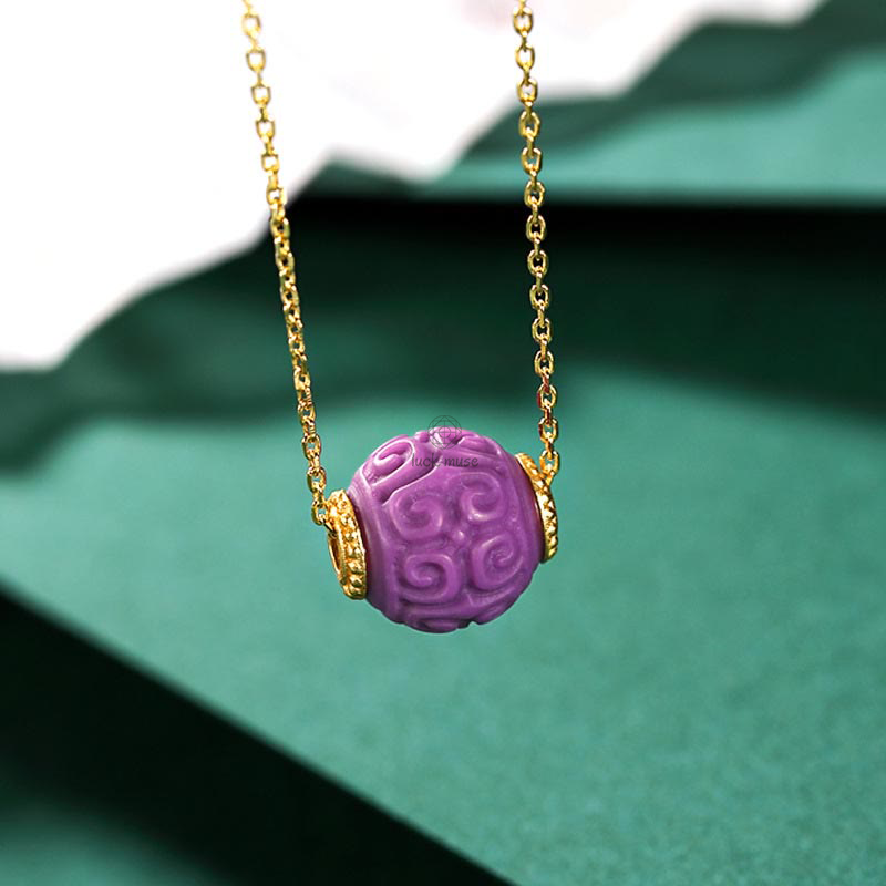 Luck Muse 925 Sterling Silver Gold-Plated Natural Purple Mica Stone Relief Jewelry Set - Image 2
