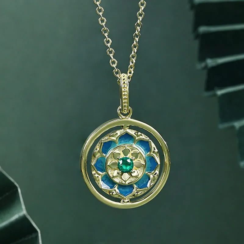 925 Sterling Silver Lotus Flower Zircon Necklace Pendant - Image 3