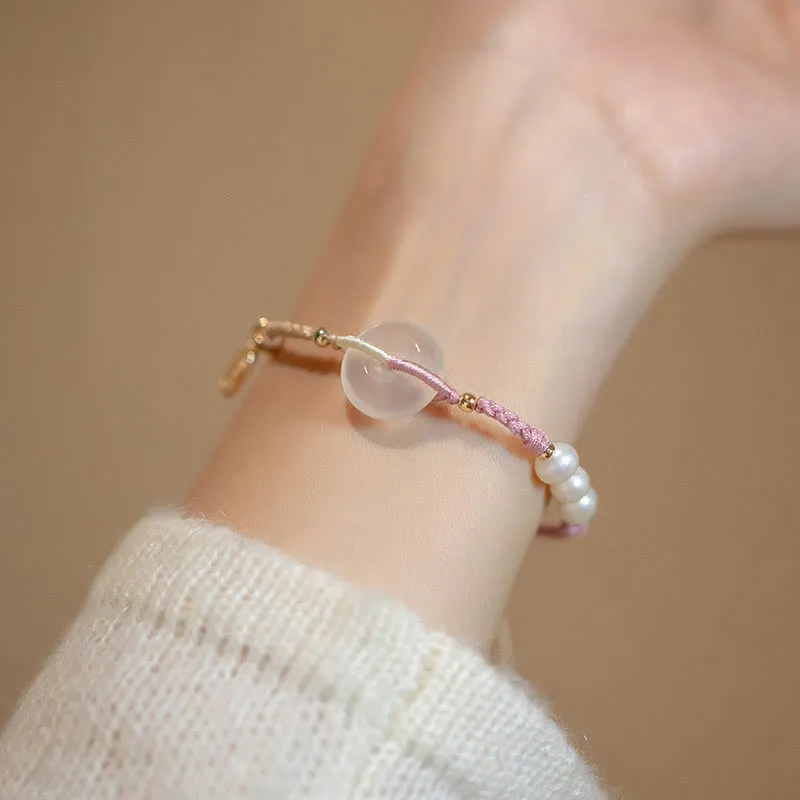Chalcedony Round Peace Buckle String Bracelet - Luck Muse Shop - Image 9