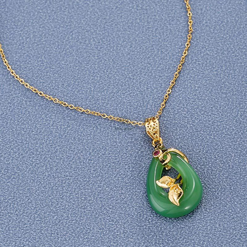 Jade Oval Pattern Blessing Fortune Necklace Pendant - Luck Muse Shop - Image 2