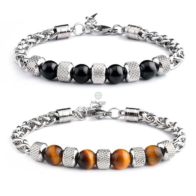 Luck Muse Black Onyx Tiger Eye Courage Bracelet