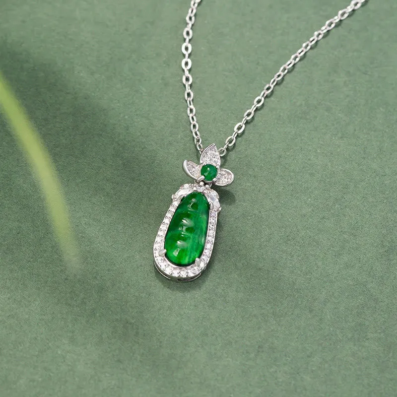 Luck Muse 925 Sterling Silver Cyan Jade Lucky Healing Necklace Pendant - Image 2