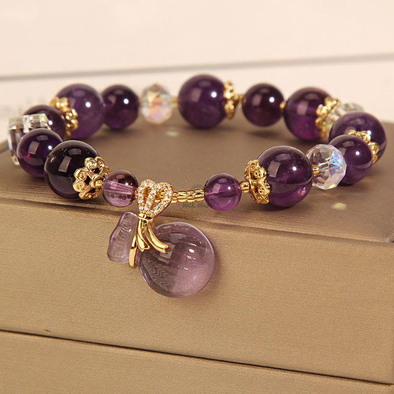 Luck Muse Amethyst Money Bag Charm Bracelet with Positive Energy - Image 4