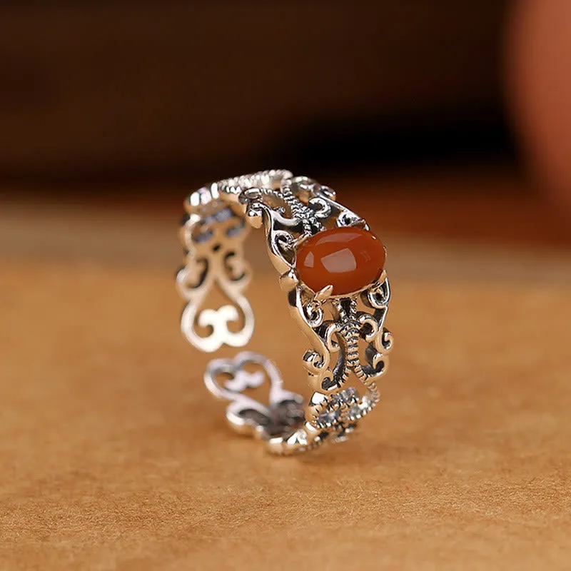 925 Sterling Silver Red Agate Self-Acceptance Calm Ring from Luck Muse Shop - Image 2