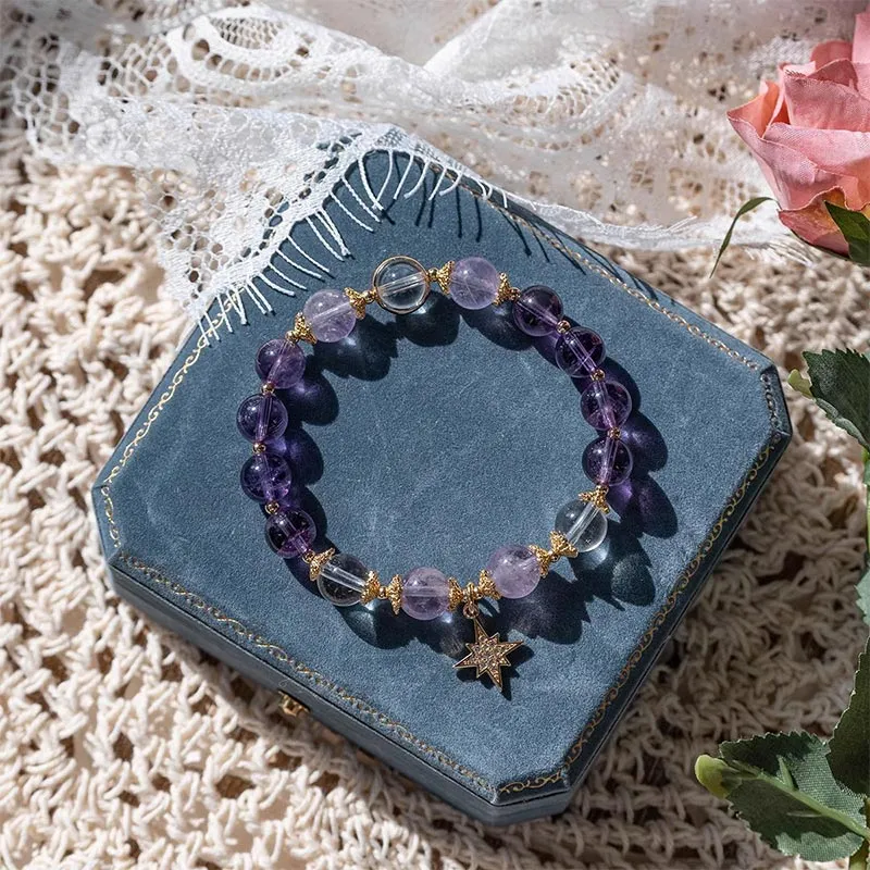 Natural Amethyst Healing Star Charm Bracelet - Image 3
