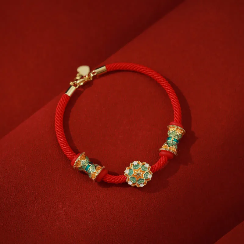 Dunhuang 925 Sterling Silver Lotus Drum Bracelet for New Beginnings