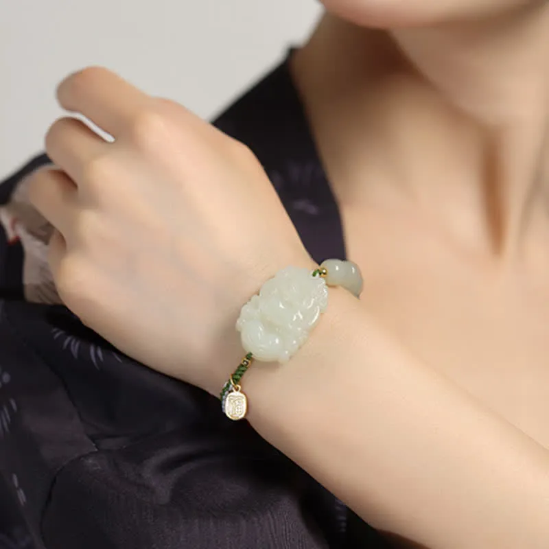 Luck Muse 925 Sterling Silver Chinese Zodiac Hetian Jade Lucky String Bracelet - Image 20