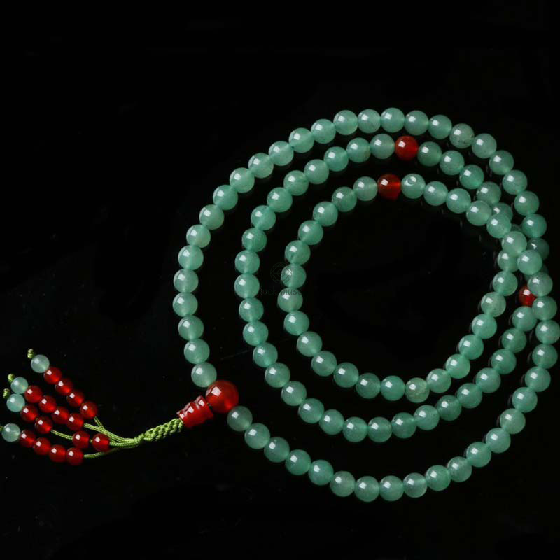 Luck Muse Green Aventurine and Red Agate 108 Beads Luck Bracelet Mala - Image 11