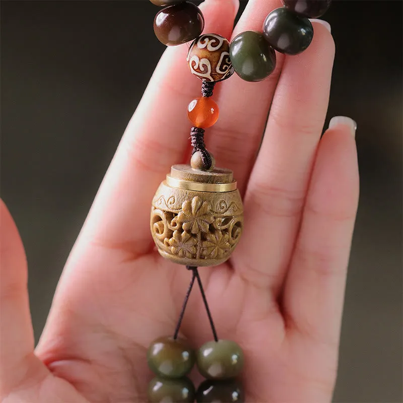 Bodhi Seed Dzi Mala Beads Bracelet - Dunhuang Color, Protect Against Evil Spirits - Image 4