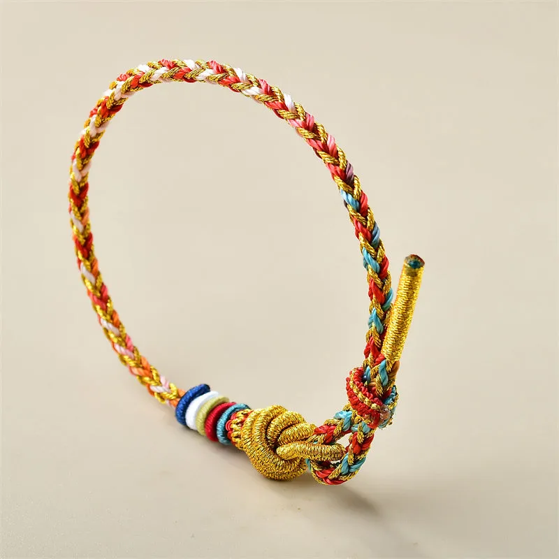 Colorful Gold Healing Braid Rope Bracelet with Handcrafted Luck Muse - Image 2