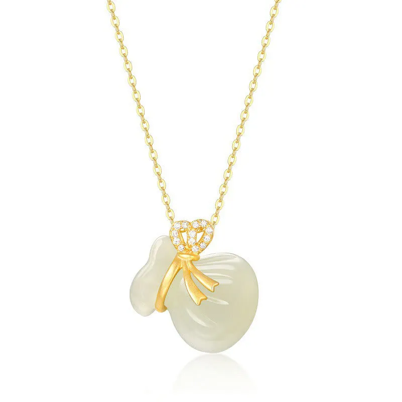 Hetian White Jade Money Bag Necklace Pendant with Luck Muse Blessings - Image 5