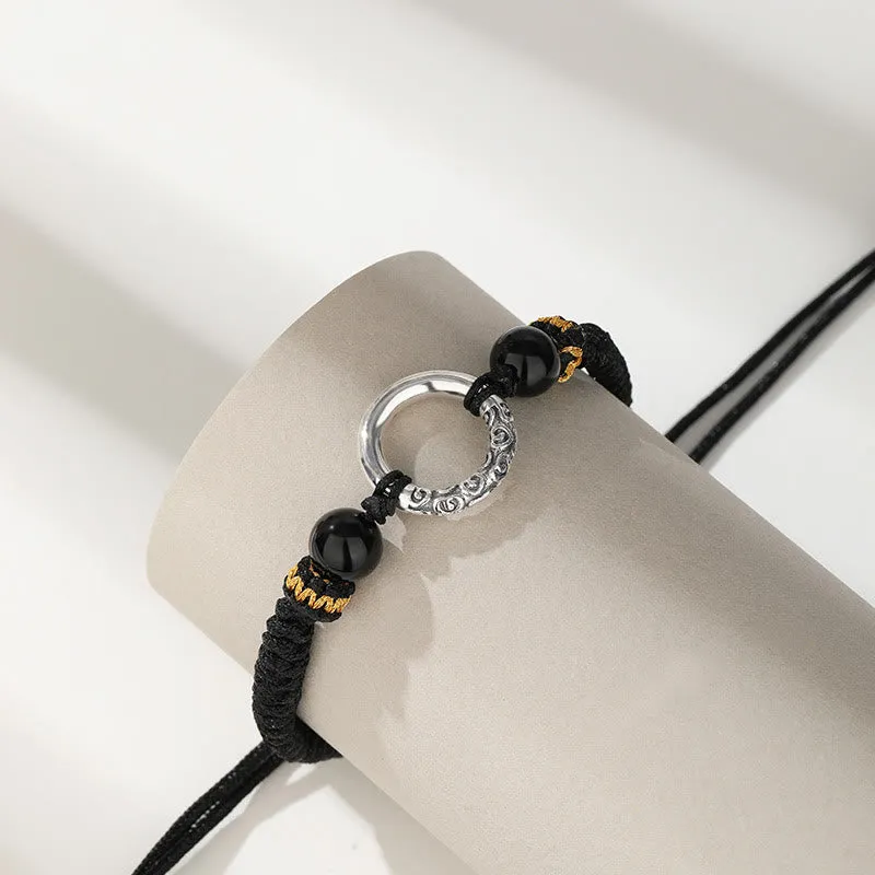 Luck Muse 925 Sterling Silver Peace Buckle Lucky Clouds Fortune Braided Bracelet - Image 3