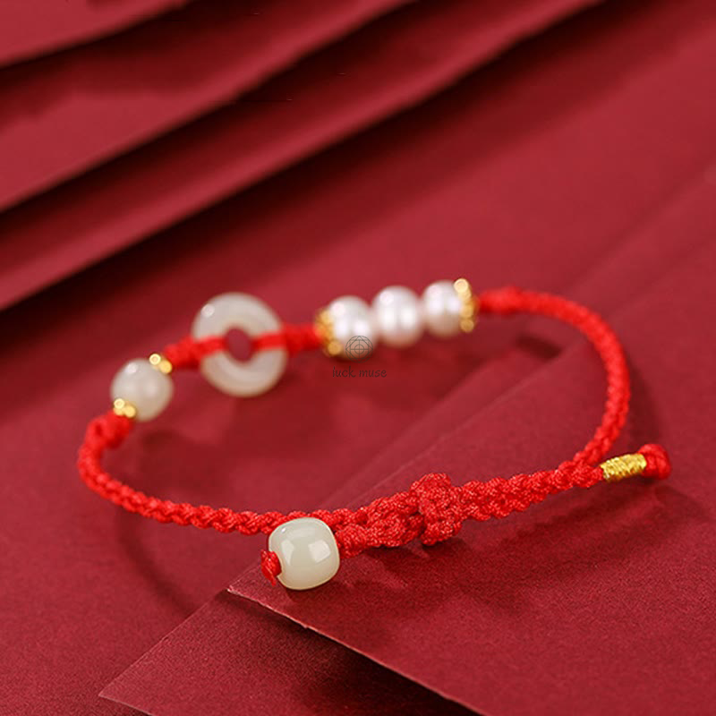Golden Hetian Jade Luck Muse Luck Bracelet with 925 Sterling Silver Plating - Image 4
