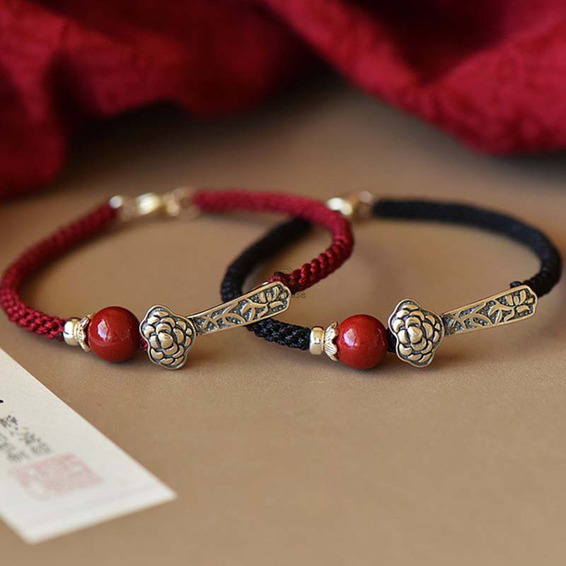 Luck Muse 925 Sterling Silver and Cinnabar Blessing Bracelet
