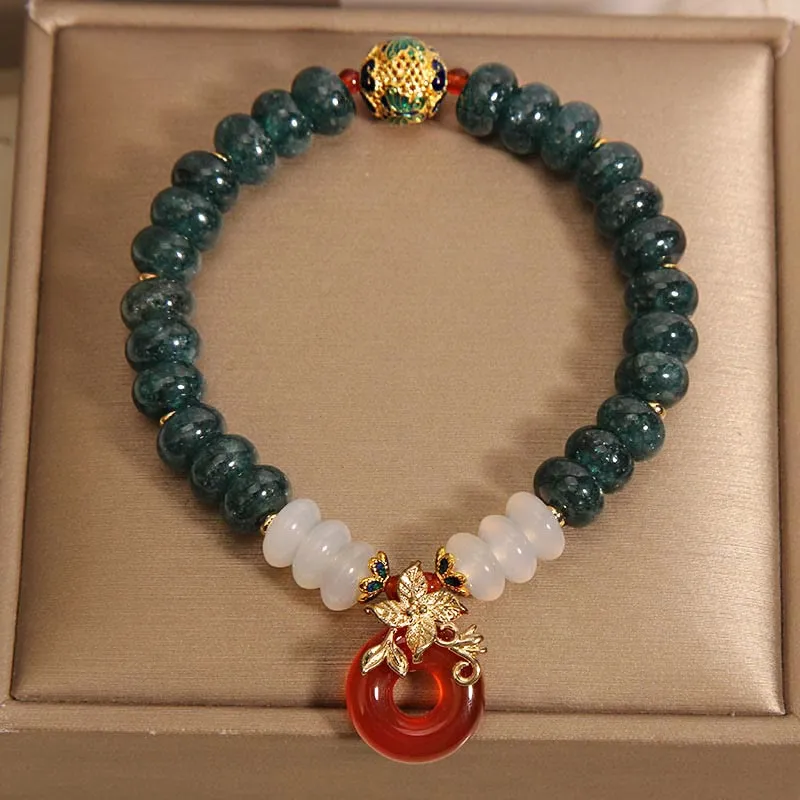 Luck Muse Jade, White Agate, Red Agate Peace Bracelet with Abacus Beads for Luck - Image 5