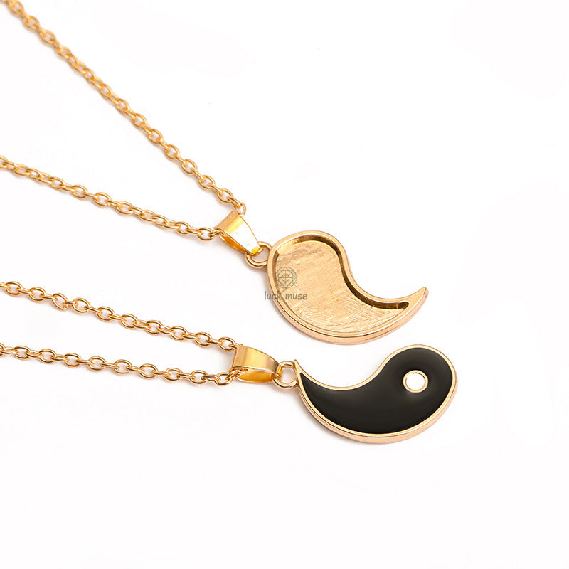 Hematite Yin Yang Couple Pendant Necklace - Image 3