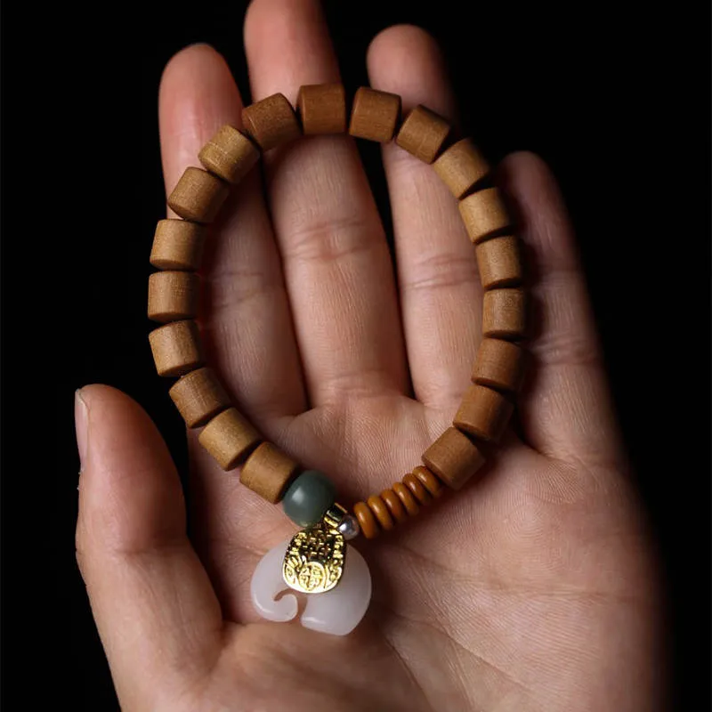 Sandalwood and Jade Elephant Protection Bracelet - Image 5