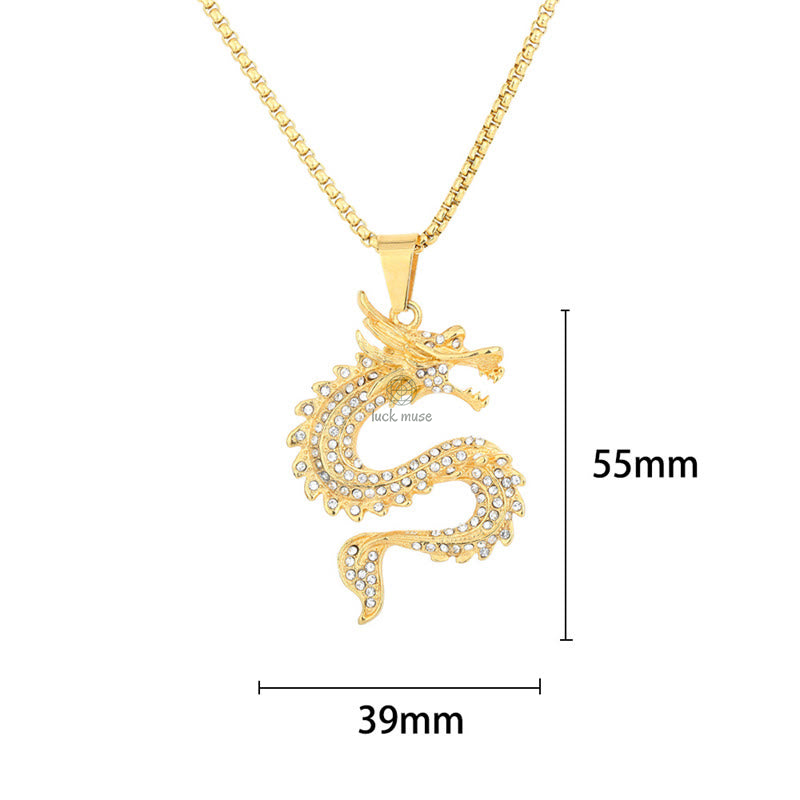 Luck Muse Chinese Zodiac Dragon Zircon Necklace for Protection - Image 6