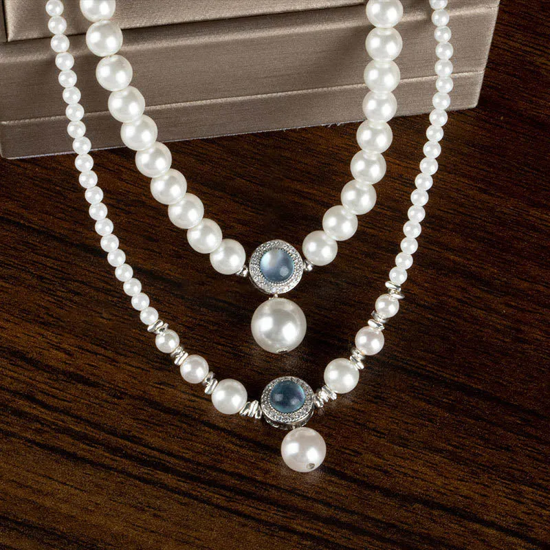 Natural Pearl Chalcedony Bead Healing Necklace with Luck Muse - Image 7