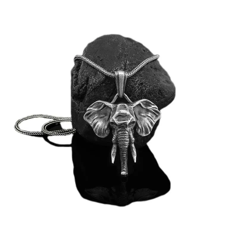 Elephant Strength Necklace Pendant - Pewter Titanium Steel - Image 8