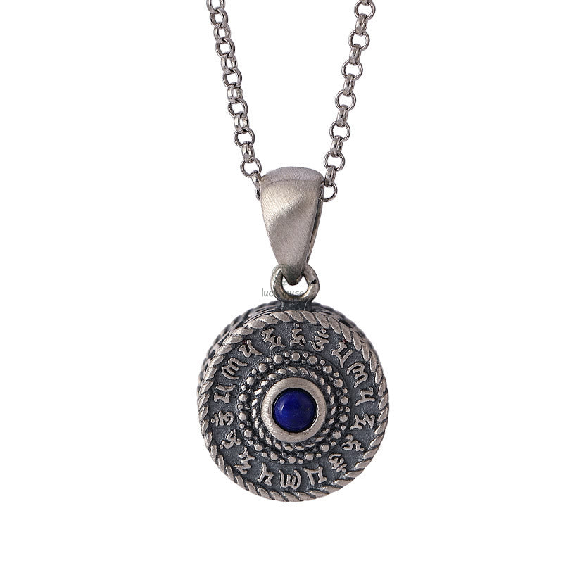 925 Sterling Silver Om Mani Padme Hum Lazurite Necklace Pendant by Luck Muse Shop - Image 8