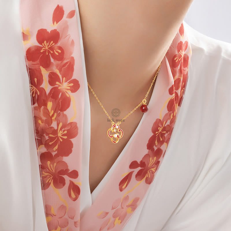 Luck Muse 925 Sterling Silver Four Leaf Clover Koi Fish Red Agate Pearl Jewelry Set - Image 7