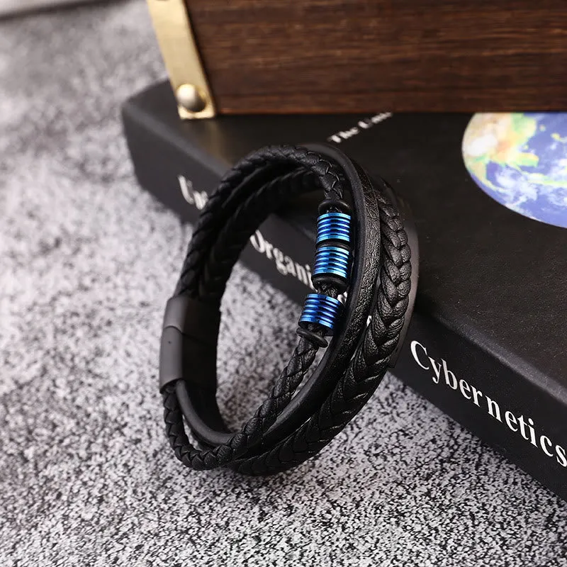 Braided Leather Bracelet with Titanium Steel, Magnetic Buckle, and Balance Feature - Image 22