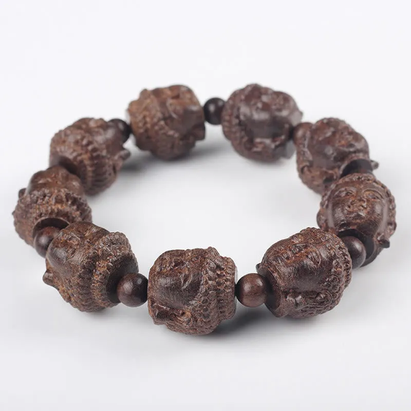 Luck Muse Agarwood Carved Buddha Bracelet for Calmness - Image 3