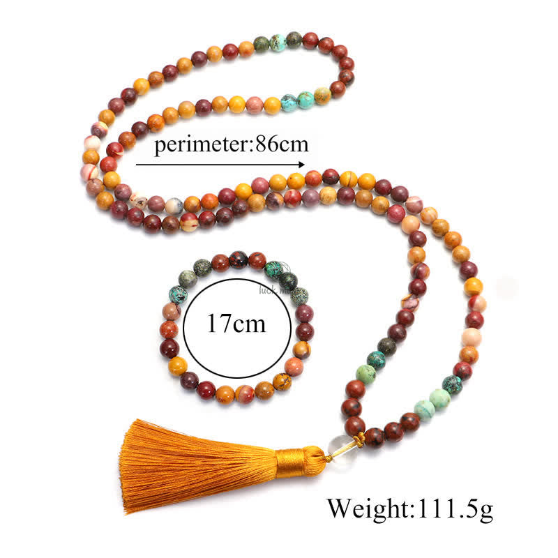 Luck Muse 108 Mala Beads for Emotional Growth Bracelet with Tassel Necklace Pendant - Image 13