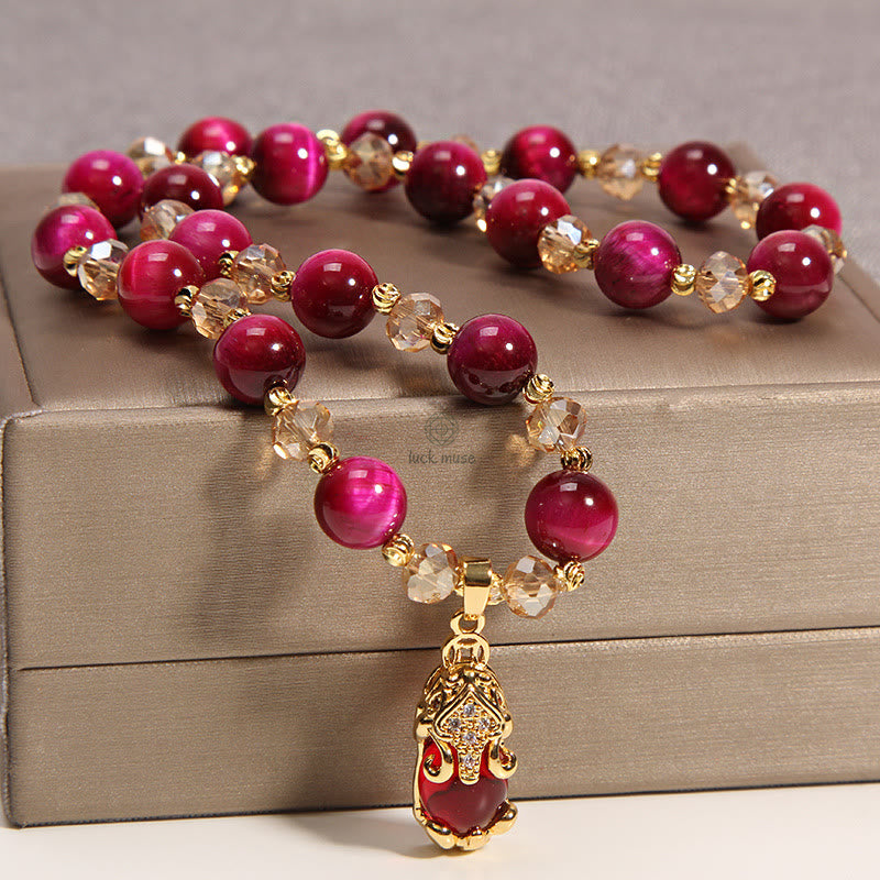 Tiger Eye Pixiu Fox Protection Double Wrap Bracelet - Image 3