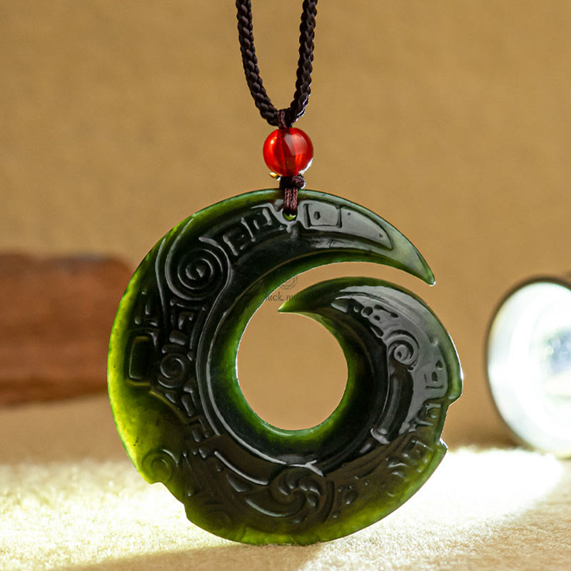 Luck Muse Hetian Cyan Jade Success Necklace Pendant with Luck-Enhancing Design Pattern - Image 7