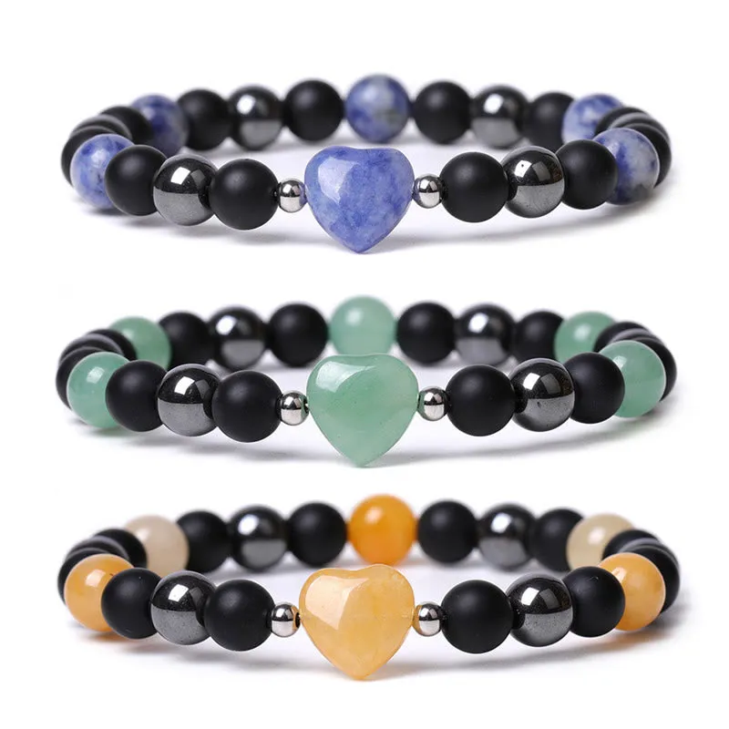 Black Onyx Tiger Eye Crystal Love Heart Protection Bracelet - Image 24