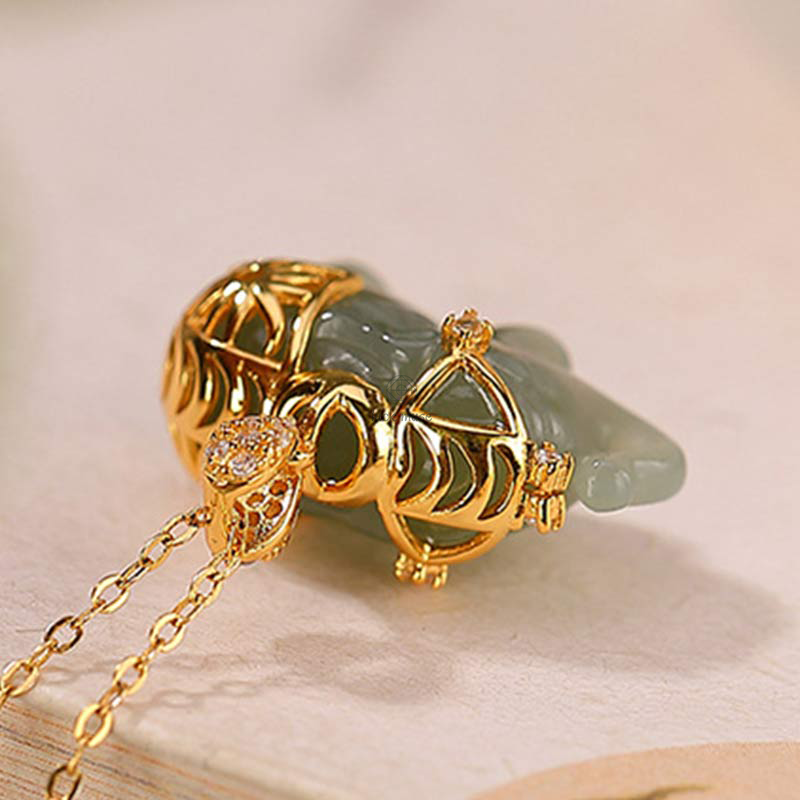 Luck Muse Jade Elephant Blessing Fortune 925 Sterling Silver Necklace Pendant - Image 8