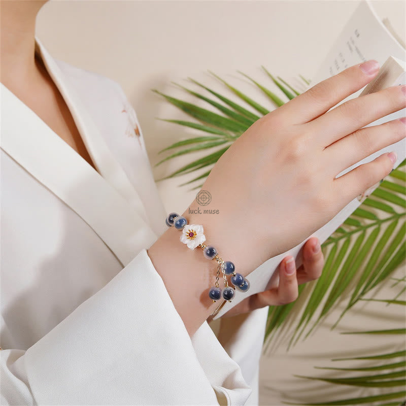 Blue Candy Agate Cherry Blossom Healing Bracelet - Image 7
