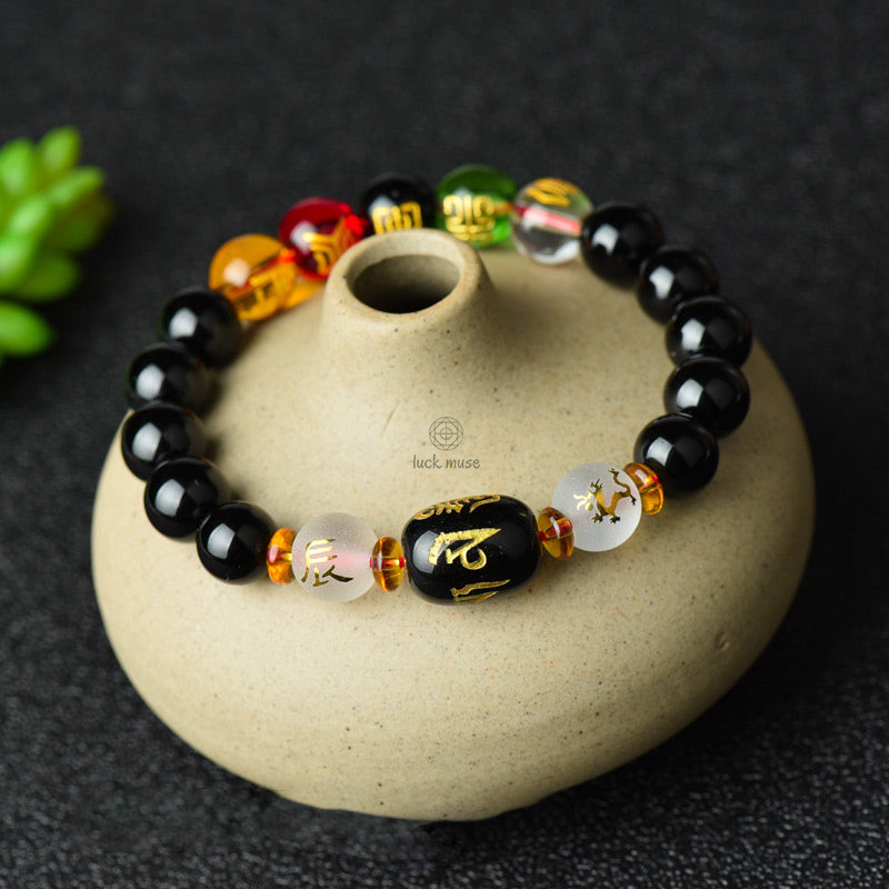 Tibetan Black Onyx Blessings Bracelet
