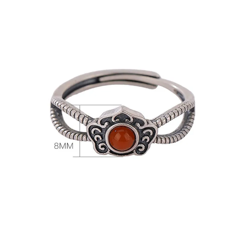 925 Sterling Silver Red Agate Mindful Ring - Image 8