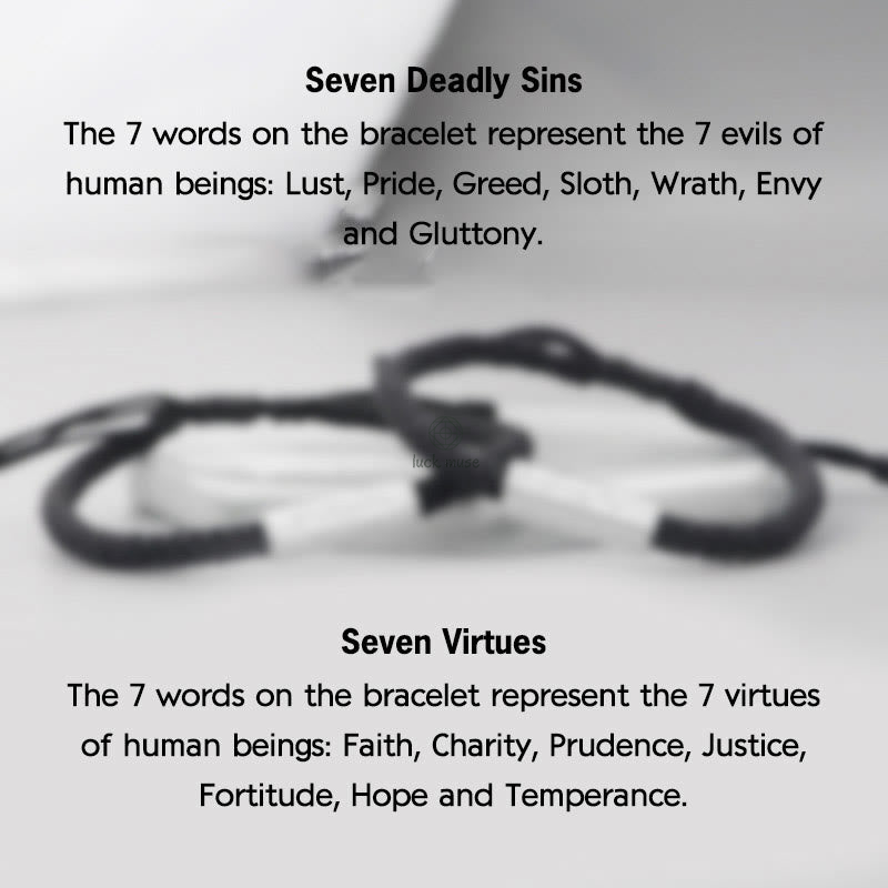 Seven Deadly Sins & Virtues Braided String Bracelet with Luck Muse - Image 2