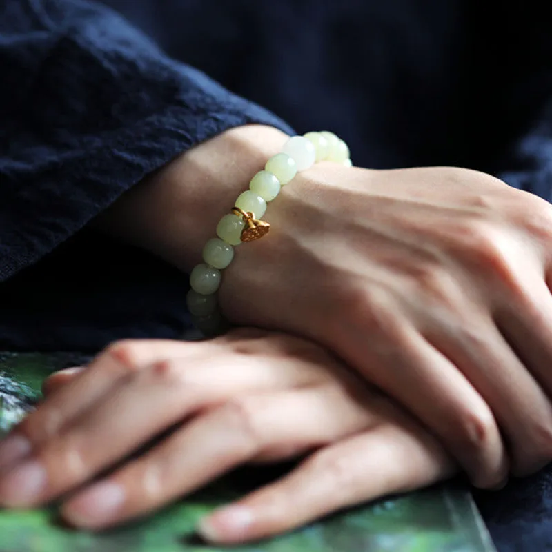 Jade Lotus Abundance Bracelet with Adjustable Fit - Image 5